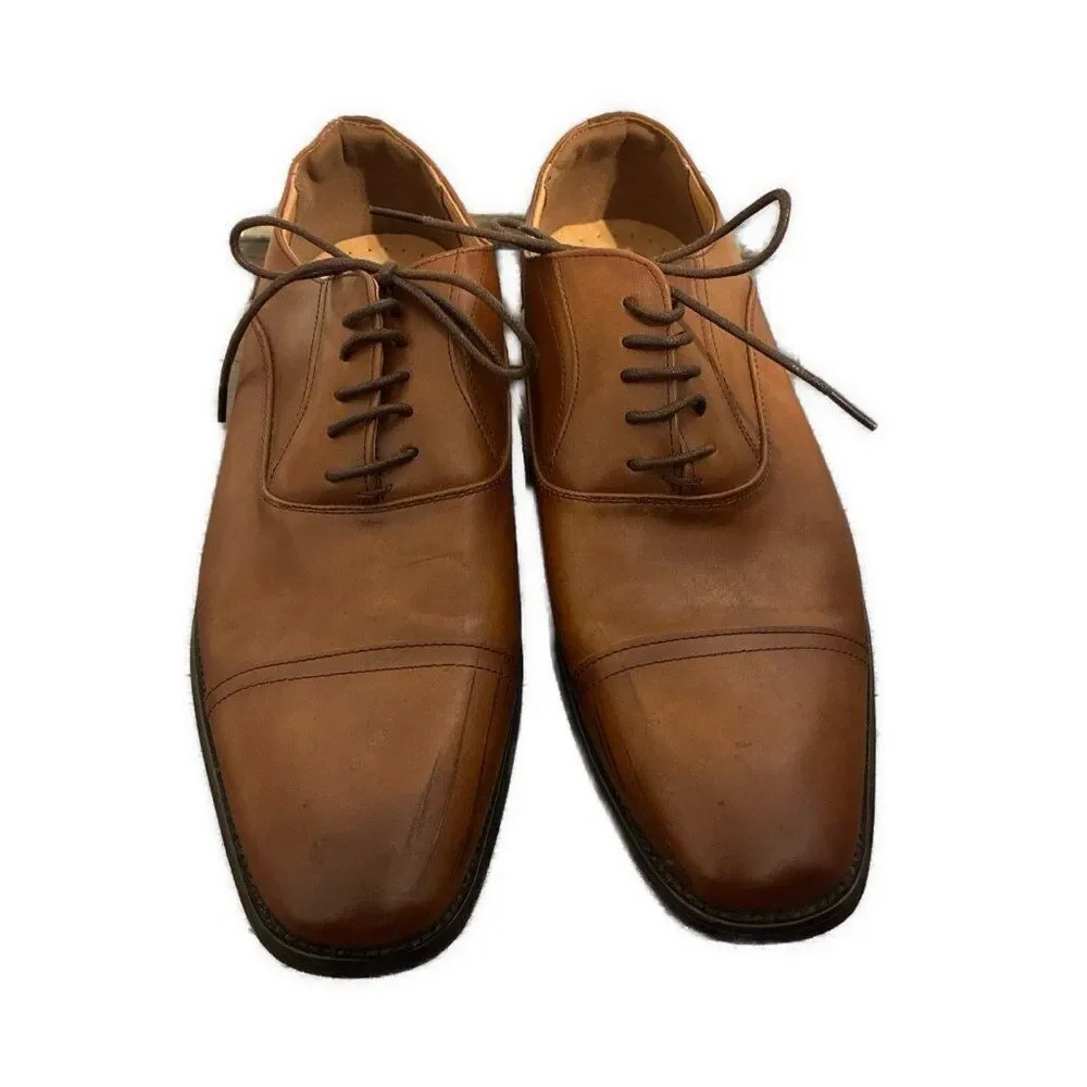 santino luciano Men’s Brown Leather Marcello Plain Toe Derby Shoes 12